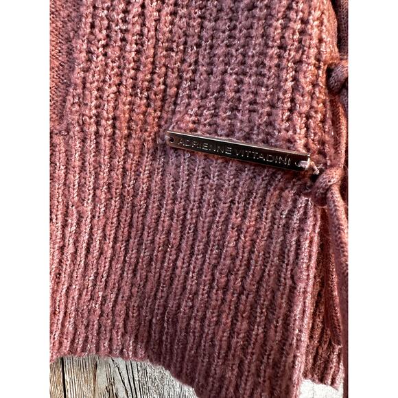 Adrienne Vittadini Pullover Sweater Womens L Dusty Pink Fringed‎ Ribbed Knit - Picture 7 of 12